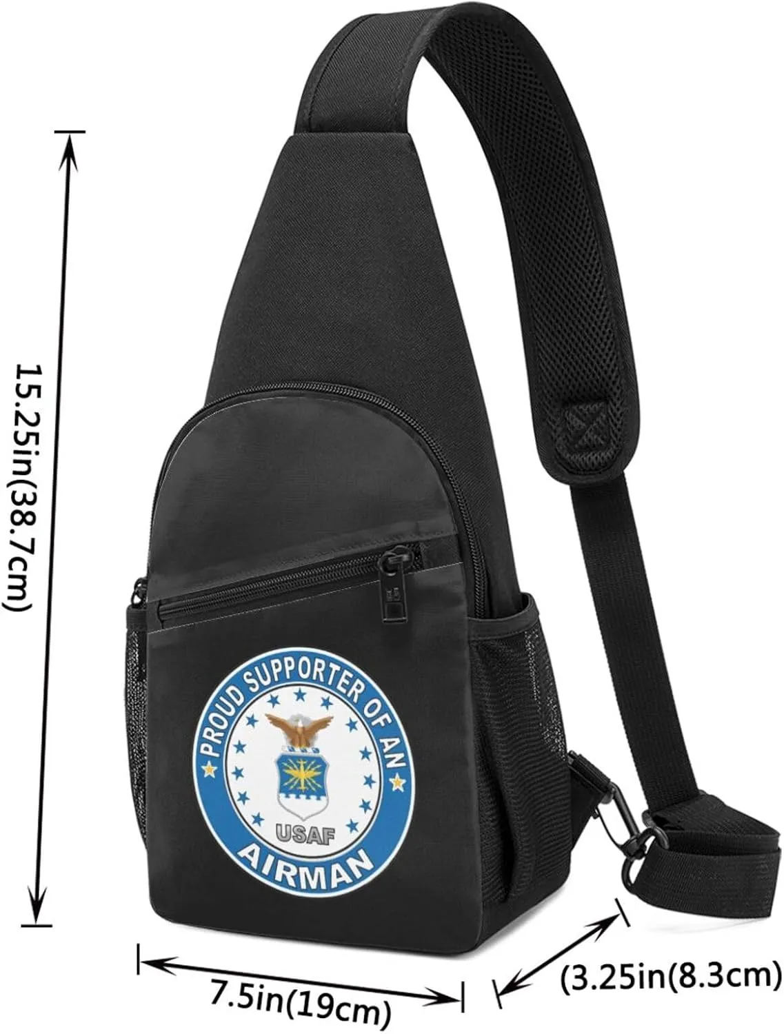 Proud Supporter of an Airman Air Force Sling Bag Crossbody Backpack Shoulder Casual Daypack Bags for Men
