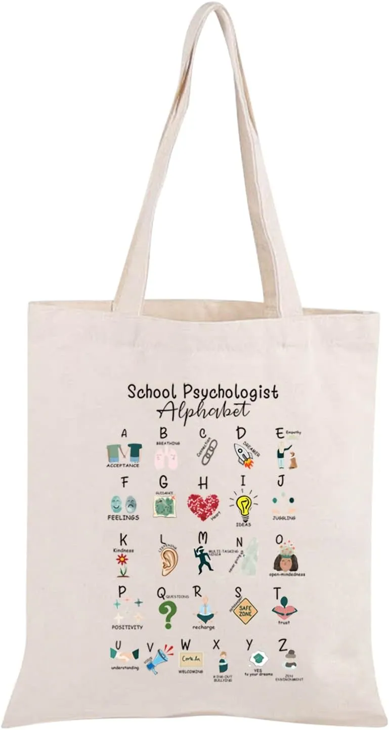 Psychologist Canvas Tote Bag Thank You Gift for Psychologist Psych Shopping Bag Book Bag End of Term Gift