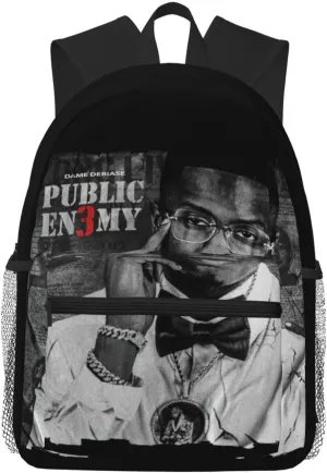 Public Musics Enemy Lightweight Travel Backpack Zipper Student Rucksack Multi-Pocket Laptop Backpack, Black
