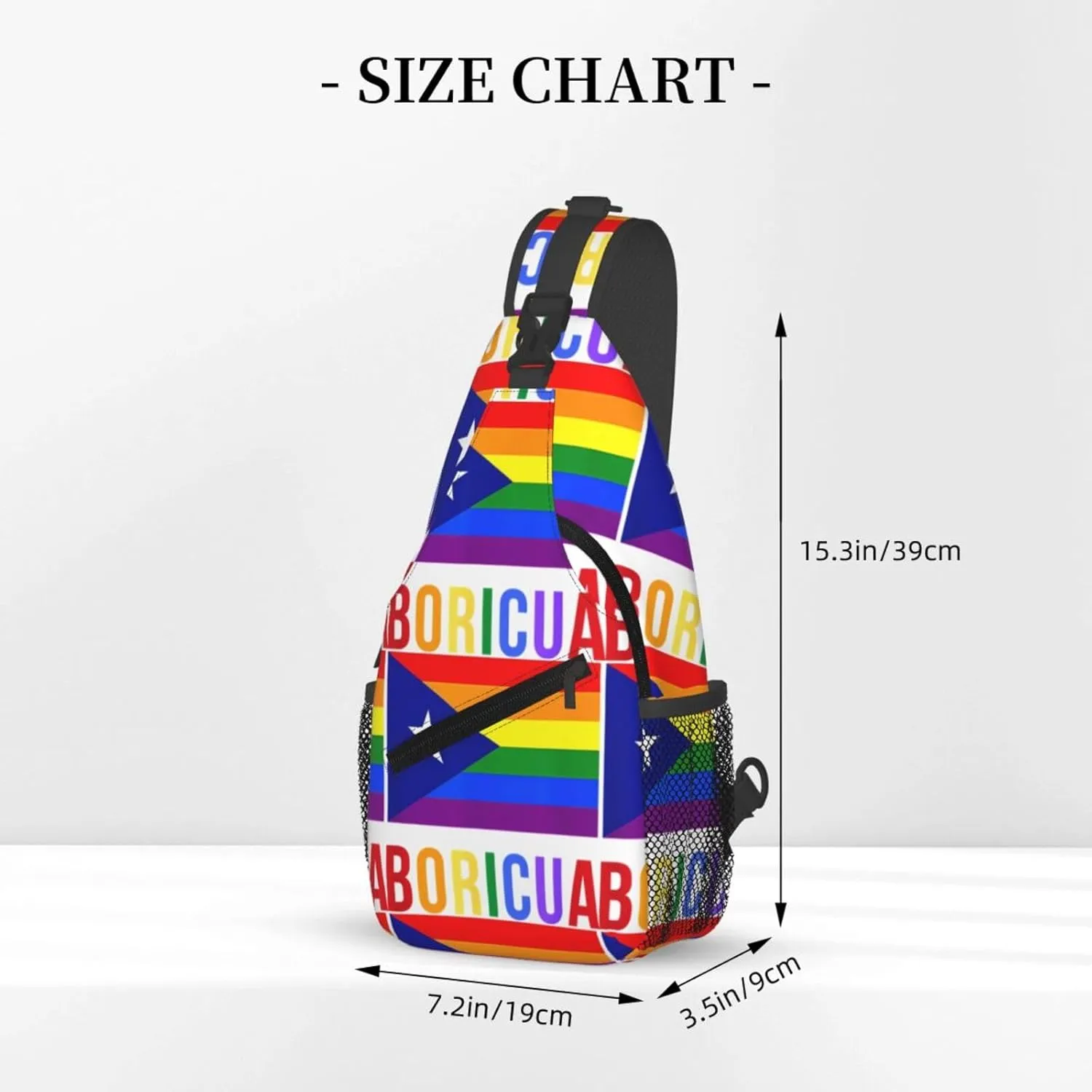 Puerto Rico Boricua Gay Pride Lgbt Rainbow Flag Chest Sling Bag Crossbody Shoulder Backpack Bag Gym Cycling Travel Hiking Daypack Cross Bag