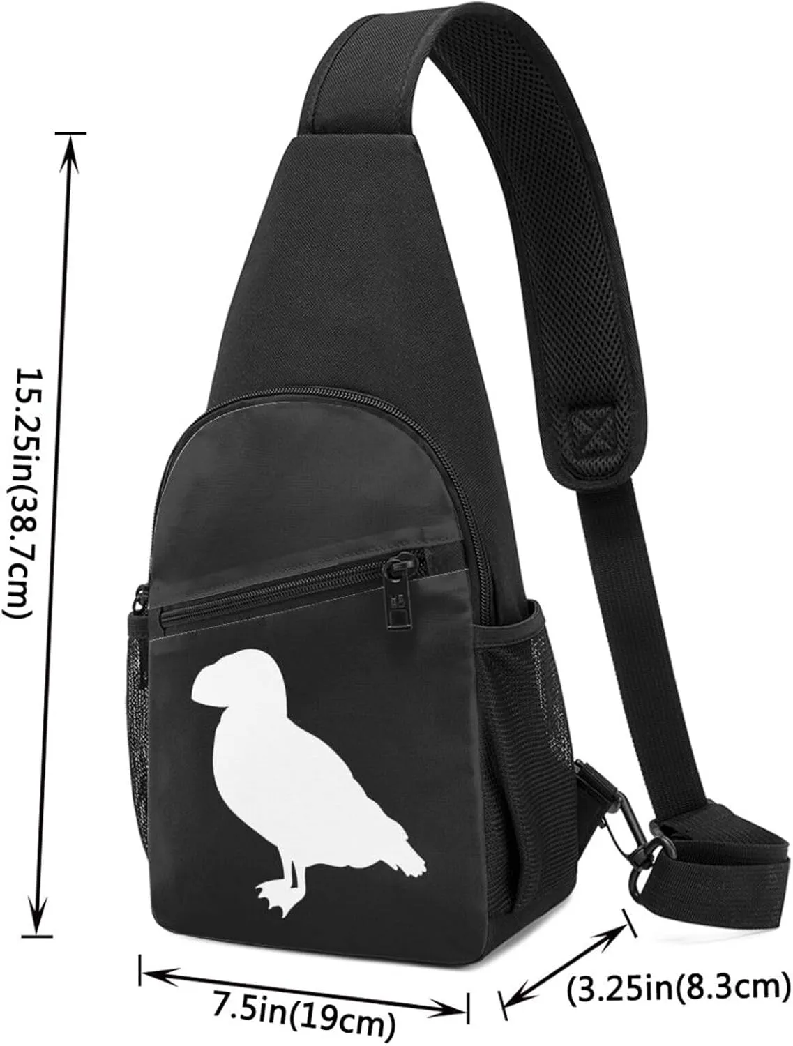 Puffin Bird Silhouette Sling Bag Crossbody Backpack Shoulder Casual Daypack Bags for Men Women