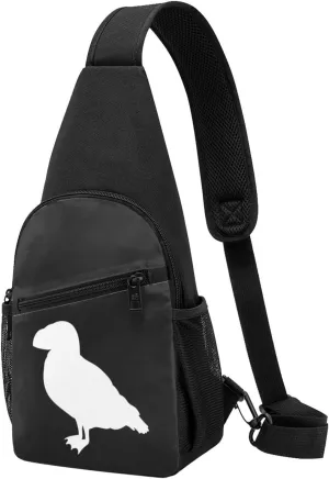 Puffin Bird Silhouette Sling Bag Crossbody Backpack Shoulder Casual Daypack Bags for Men Women