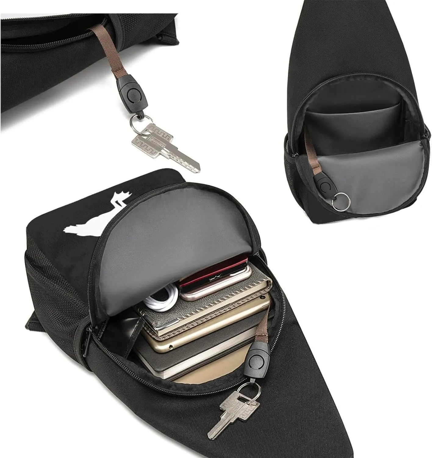 Puffin Bird Silhouette Sling Bag Crossbody Backpack Shoulder Casual Daypack Bags for Men Women