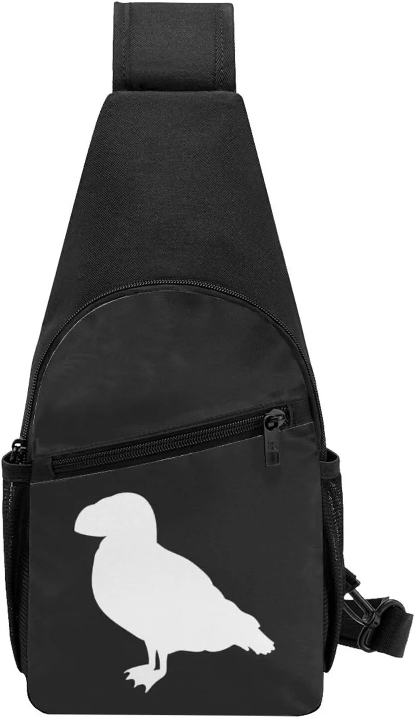Puffin Bird Silhouette Sling Bag Crossbody Backpack Shoulder Casual Daypack Bags for Men Women