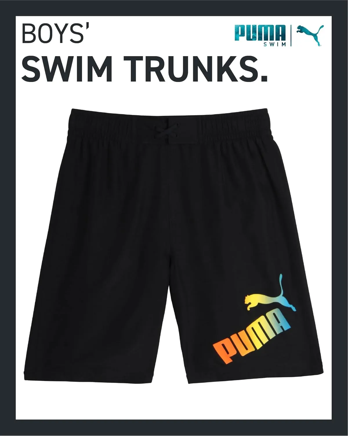 PUMA Boys' Swim Trunks - Quick Dry Swimsuit Shorts with Pockets and Mesh Lining - Swimming Trunks for Boys (Sizes: 8-20)