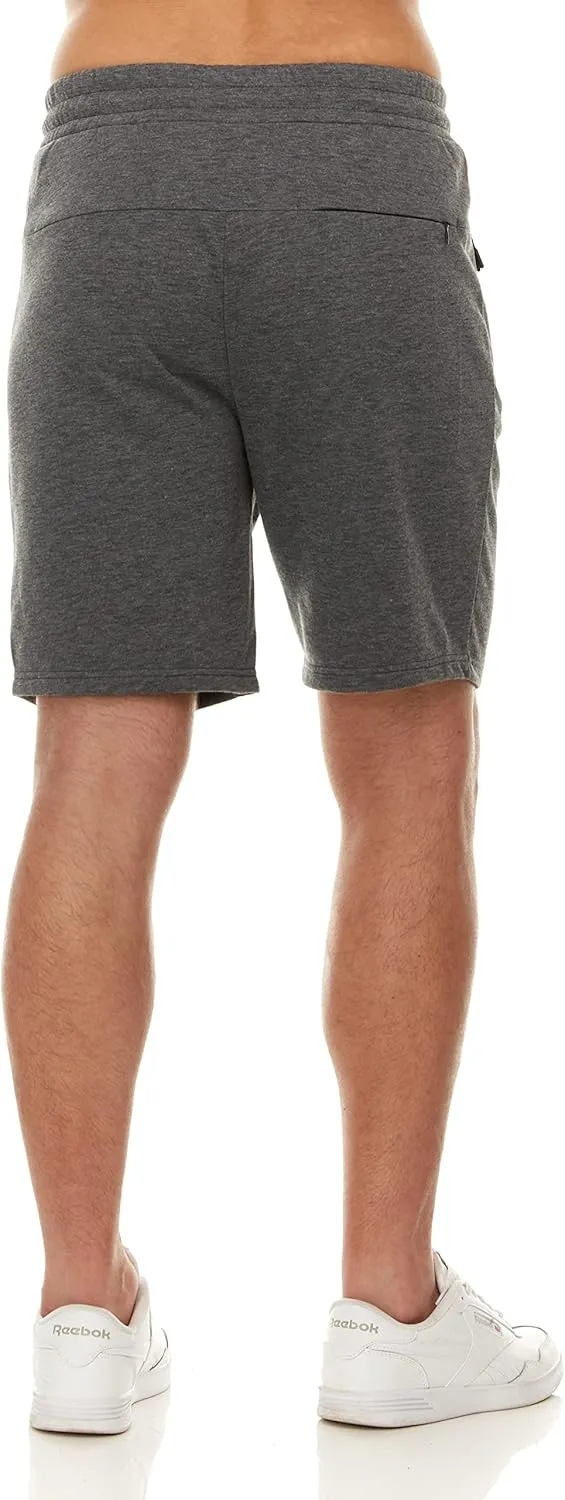PURE CHAMP Mens 3 Pk French Terry Cotton Casual Gym Shorts for Men Athletic Workout Training Sweat Shorts with Zipper Pocket