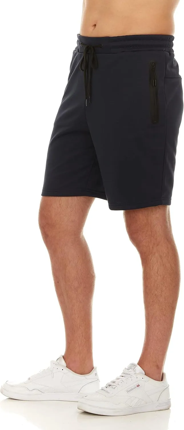 PURE CHAMP Mens 3 Pk French Terry Cotton Casual Gym Shorts for Men Athletic Workout Training Sweat Shorts with Zipper Pocket
