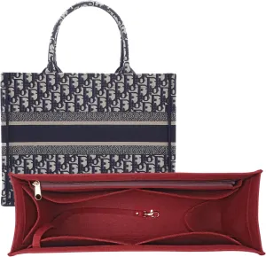 Purse Insert Organizer for dior book tote Large Bag Insert Premium Purse Felt Insert Multiple Pockets (BurGundy, Small), KS12-BurGundy-S