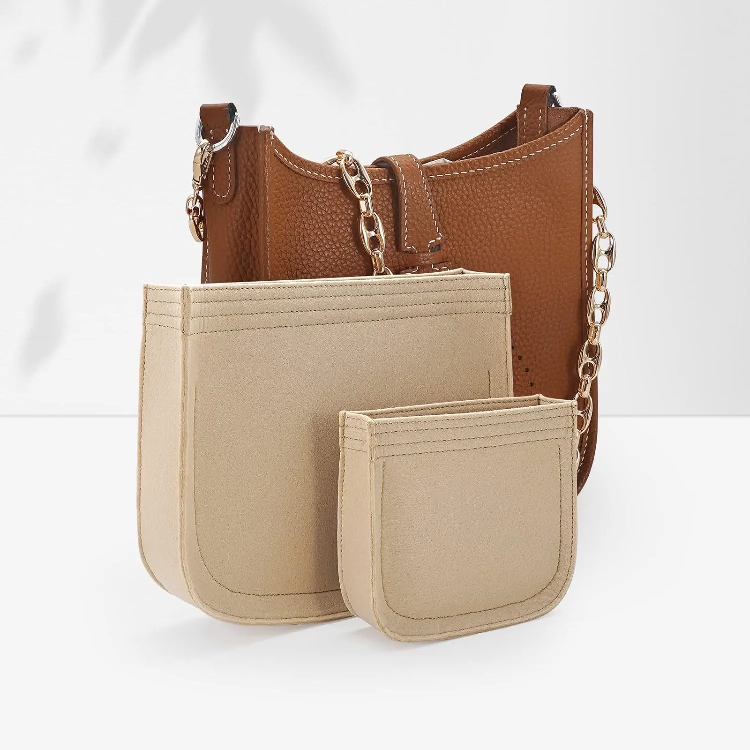Purse Insert Organizer for Hermes Evelyne 29 Bag, Premium Purse Felt Insert (E29, Beige)