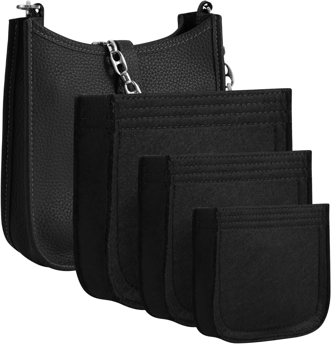 Purse Organizer for Hermes Evelyne 16 Bag PM, Premium Felt Insert (E16, Black)
