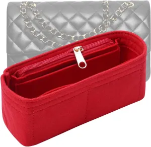 Purse Organizer Insert for Chanel Classic Flap S Bag Organizer Insert Handbag (Red, Small)
