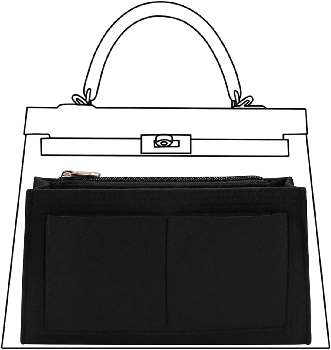 Purse Organizer Insert for Handbags,Bag in Bag Organizer for Tote for H Kelly 25 28 32 Organizer Insert (Kelly 28,Black)