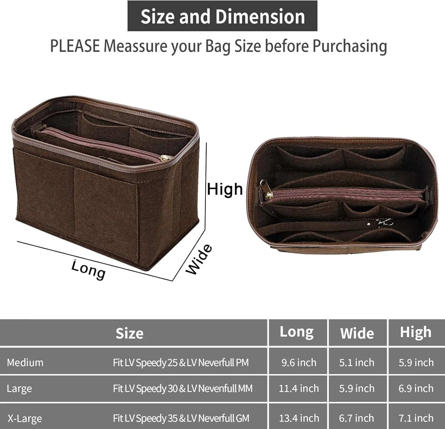 Purse Organizer Insert for Longchamp Le Pliage,City,Nevefull and Speedy Tote Bag and More