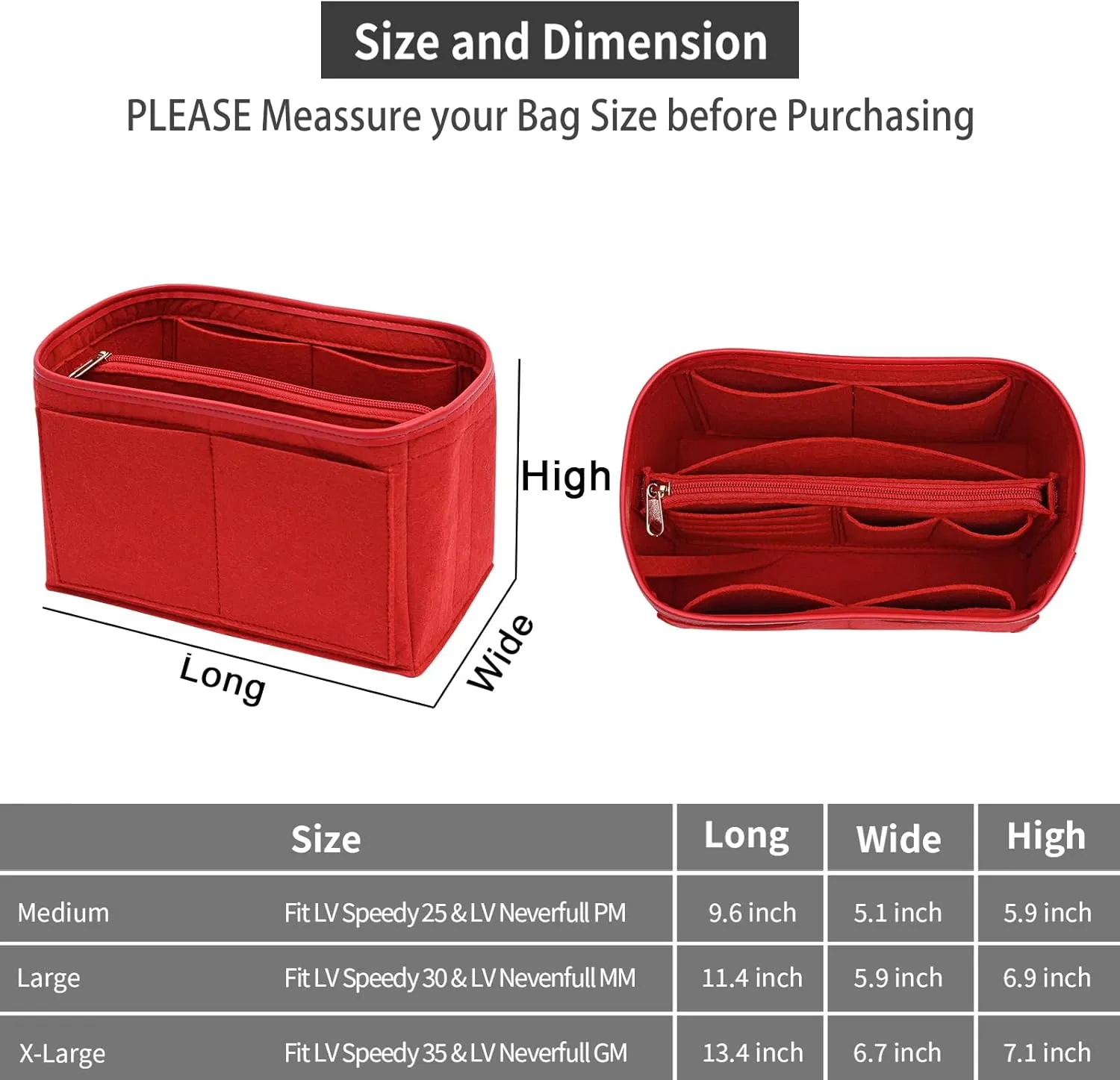 Purse Organizer Insert for Longchamp Le Pliage,City,Nevefull and Speedy Tote Bag and More