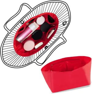 Purse Organizer Insert, Nylon, Red, Small, 8.9"L x 4.7"W x 5.3"H, 7 Pockets, Lightweight, Perfect for Speedy 25 & Tote mini