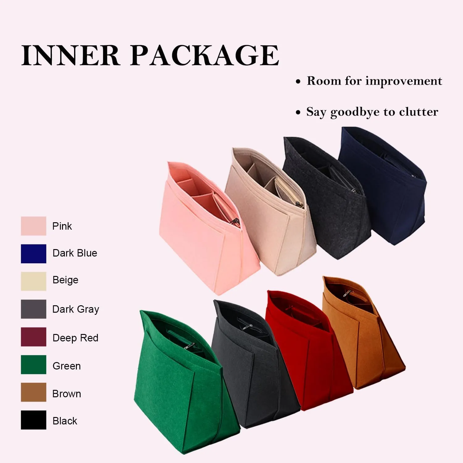 Purse Organizer, Multi-Pocket Felt Handbag Organizer, Folding Tote Bag organizer insert for Insert Wallet Organizer Suitable for Longchamp (Dark Blue, Large)