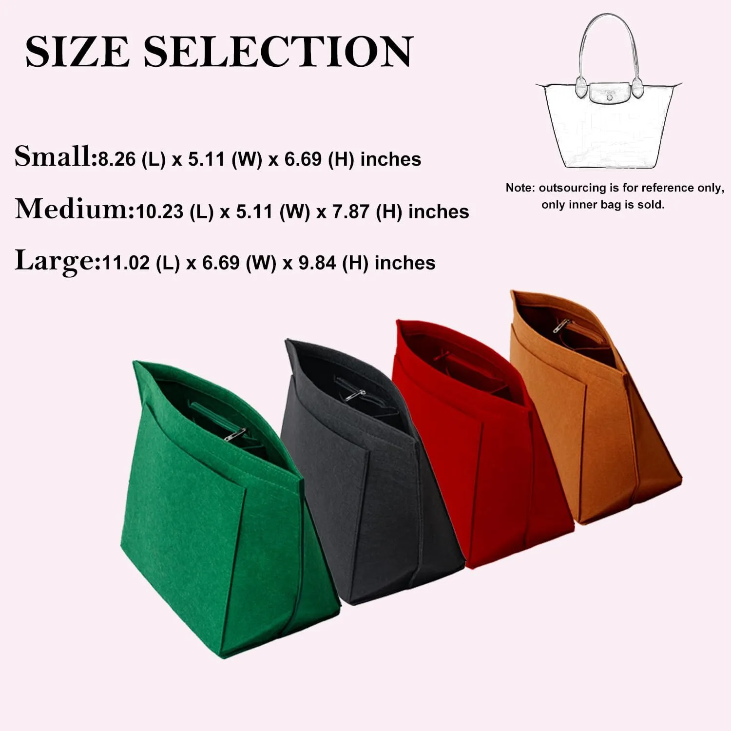 Purse Organizer, Multi-Pocket Felt Handbag Organizer, Folding Tote Bag organizer insert for Insert Wallet Organizer Suitable for Longchamp (Dark Blue, Large)