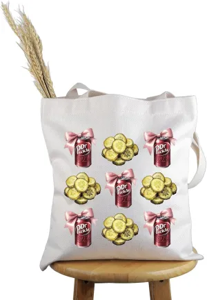 PWHAOO Pickle Inspired Gift Coquette Bow Dr Pickle Tote Bag Pickle Lover Handbag Brined Lover Gift