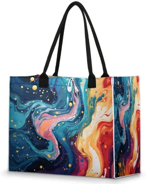 QsirBC Abstracted Art Design Tote Bag for Women Shoulder Bags with Pockets Handbags Purses Large Totes