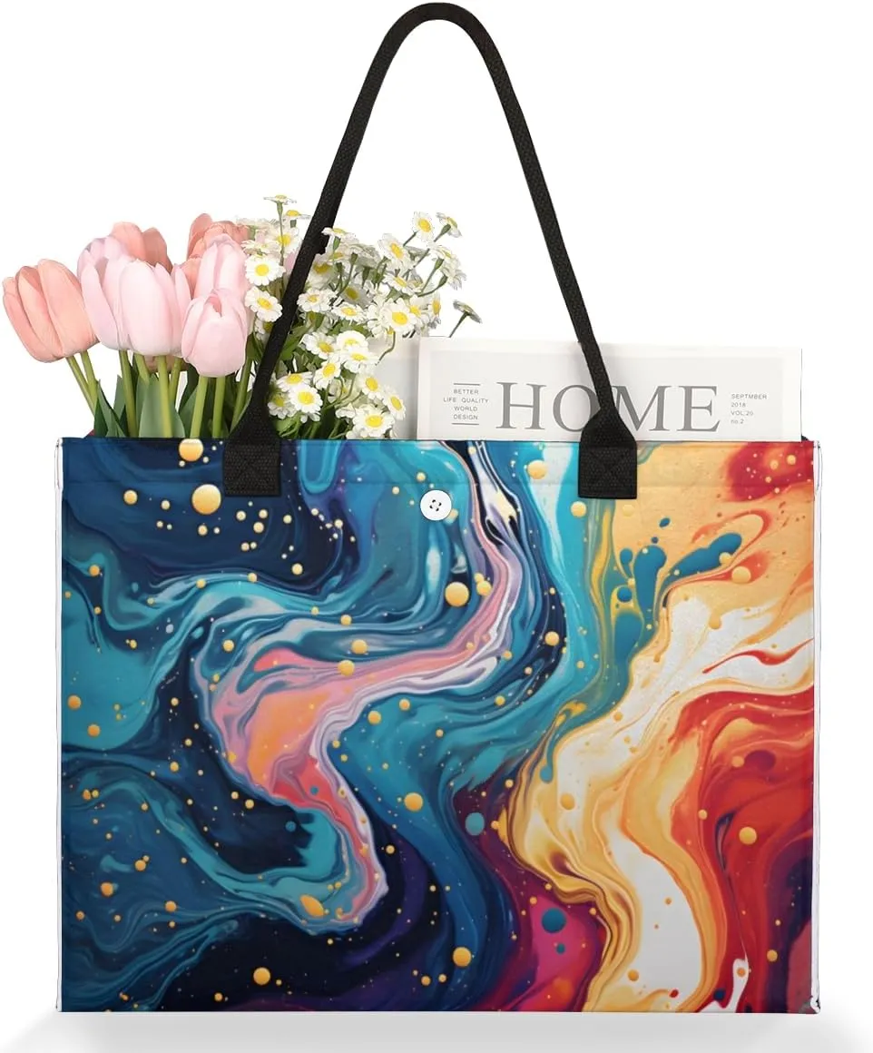 QsirBC Abstracted Art Design Tote Bag for Women Shoulder Bags with Pockets Handbags Purses Large Totes