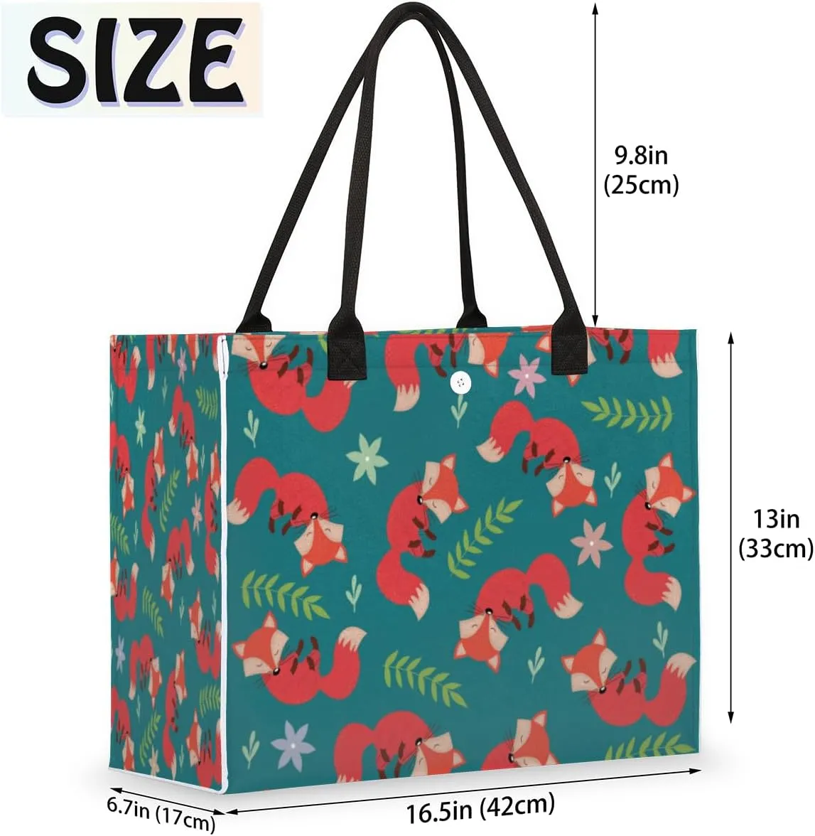 QsirBC Fox Amusing Decor Tote Bag for Women Shoulder Bags with Pockets Handbags Purses Large Totes