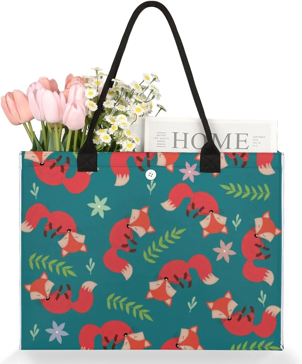 QsirBC Fox Amusing Decor Tote Bag for Women Shoulder Bags with Pockets Handbags Purses Large Totes