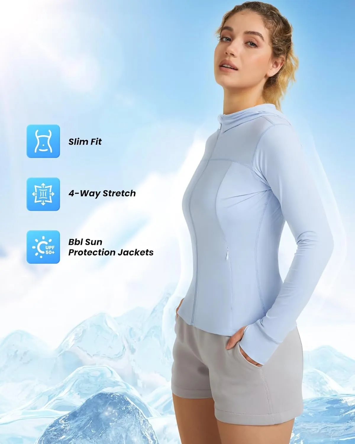 QUEENIEKE Women's UPF 50  Sun Protection Hoodie Jackets Long Sleeve Workout Tops