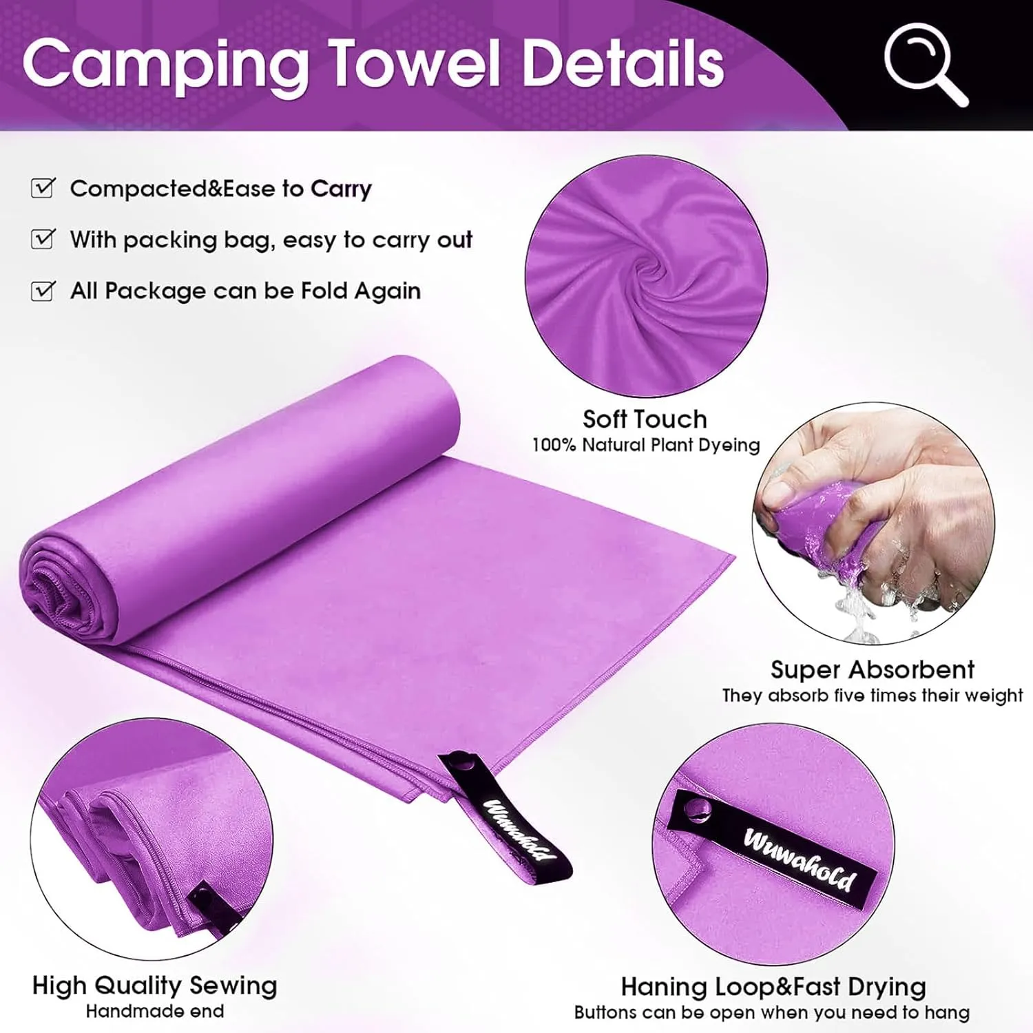 Quick Dry Towels - 30x60 inches with 3 Pack, Soaking Up Sweat Microfiber Lightweight Sport Towels, Camping Travel Towel for Camping, Beach, Gym, Yoga