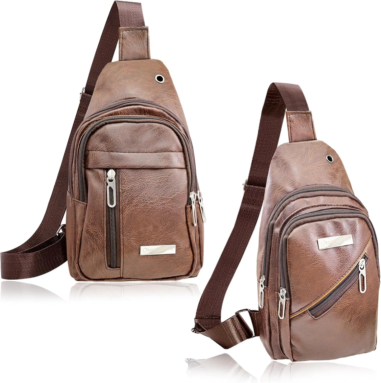 QuneusHot 2Pcs Sling Bags for Crossbody Small Leather Backpack Anti Theft Casual Chest Bag Travel Hiking for Men Women