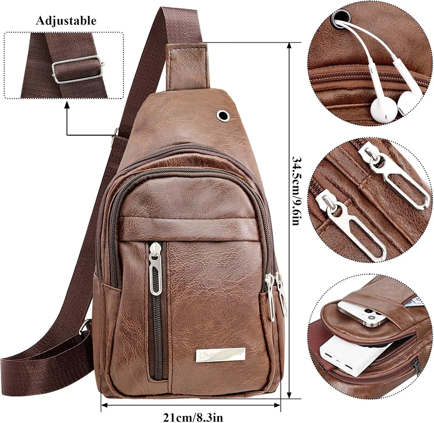QuneusHot 2Pcs Sling Bags for Crossbody Small Leather Backpack Anti Theft Casual Chest Bag Travel Hiking for Men Women