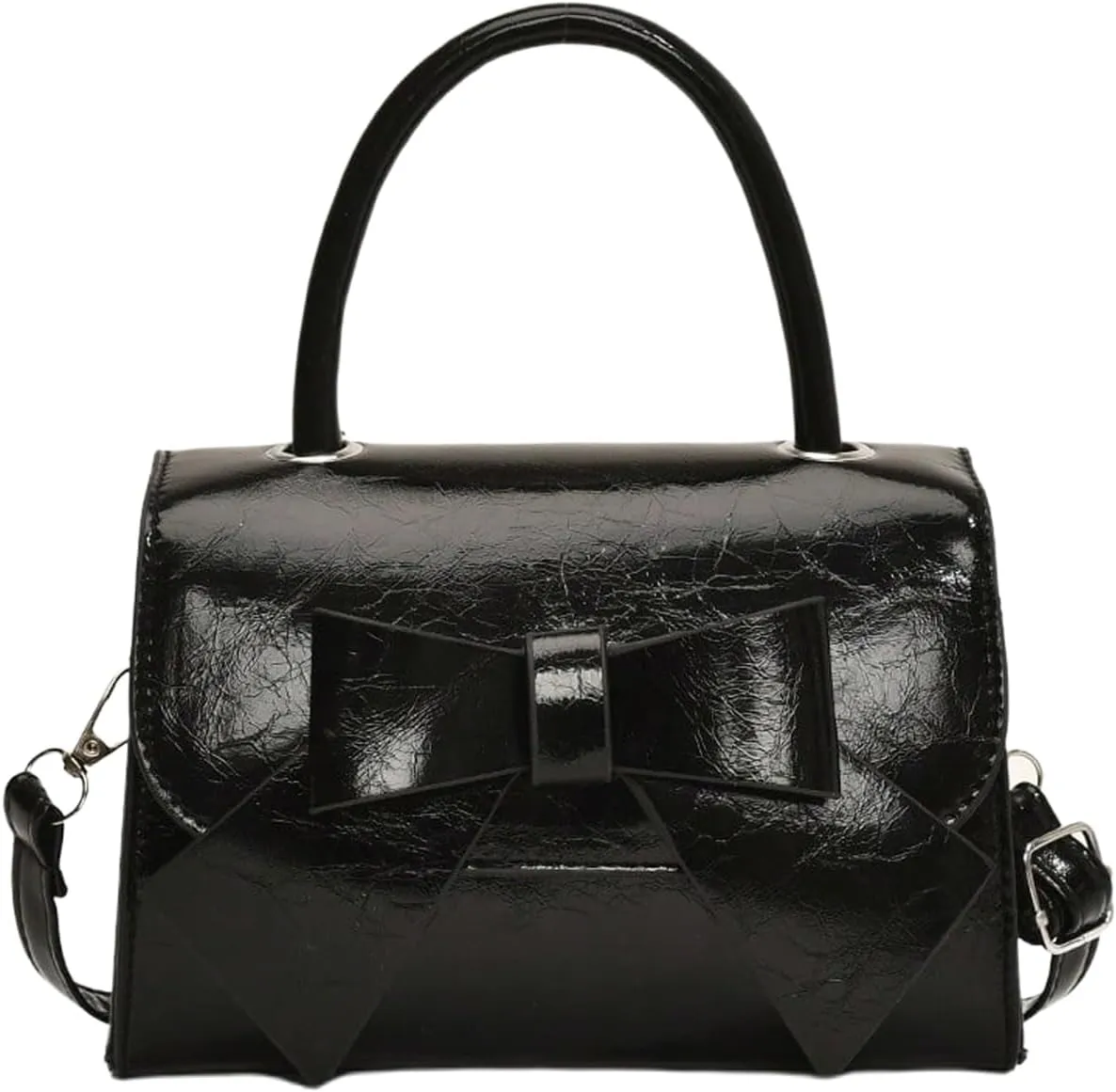 QWINEE Women's Bow Shoulder Bags Cute Handbag Clutch Crossbody Satchels Flap Magnet PU Leather Purse