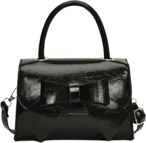 QWINEE Women's Bow Shoulder Bags Cute Handbag Clutch Crossbody Satchels Flap Magnet PU Leather Purse