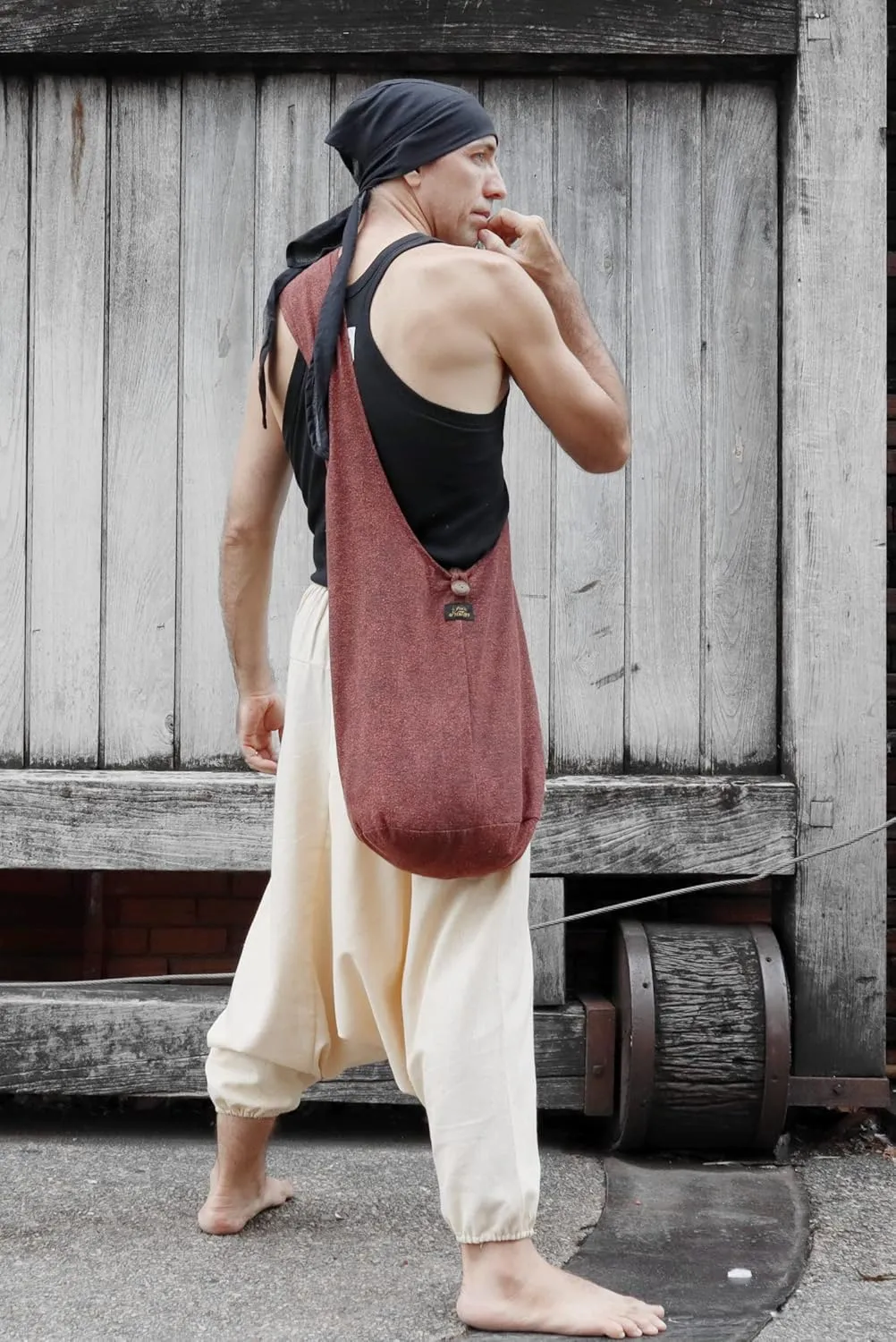 RaanPahMuang Brand Stonewash Cotton Renaissance Large Yaam Shoulder Sling Bag Tall