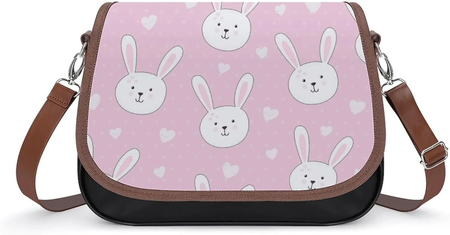 Rabbit Crossbody Bag Anti-Theft Side Shoulder Bags Adjustable Leather Messenger Bag Unisex