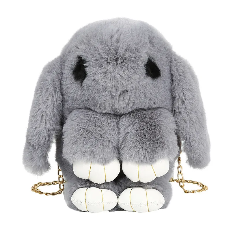 Rabbit Pattern Bunny Imitation Rex Plush Crossbody Bags