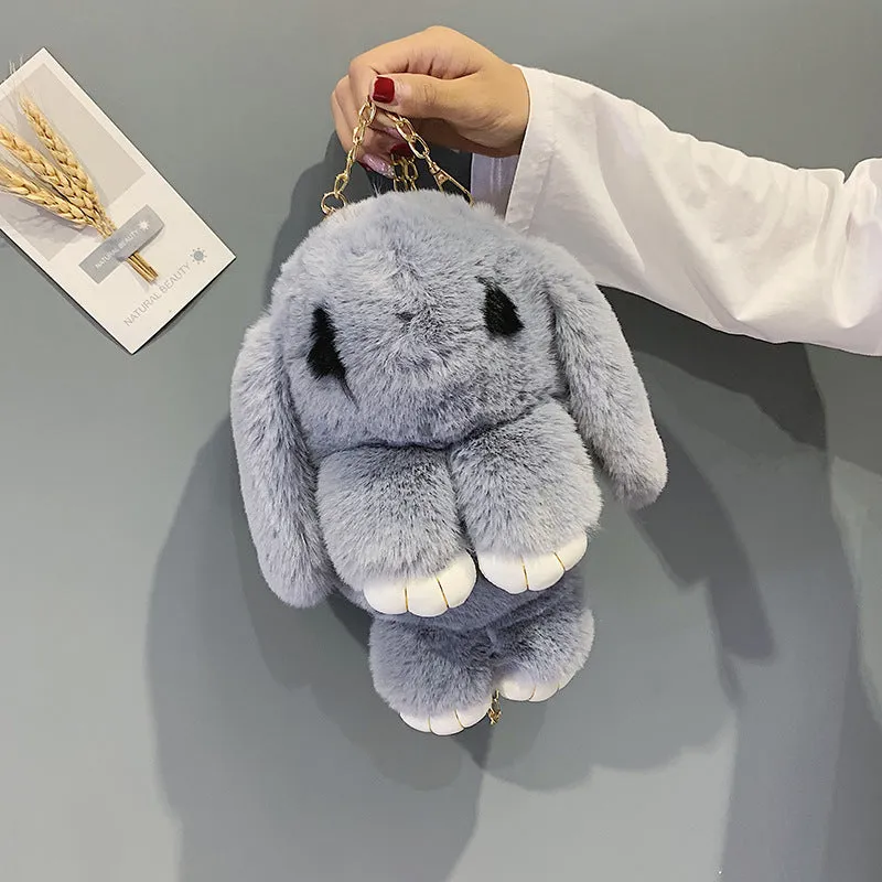 Rabbit Pattern Bunny Imitation Rex Plush Crossbody Bags