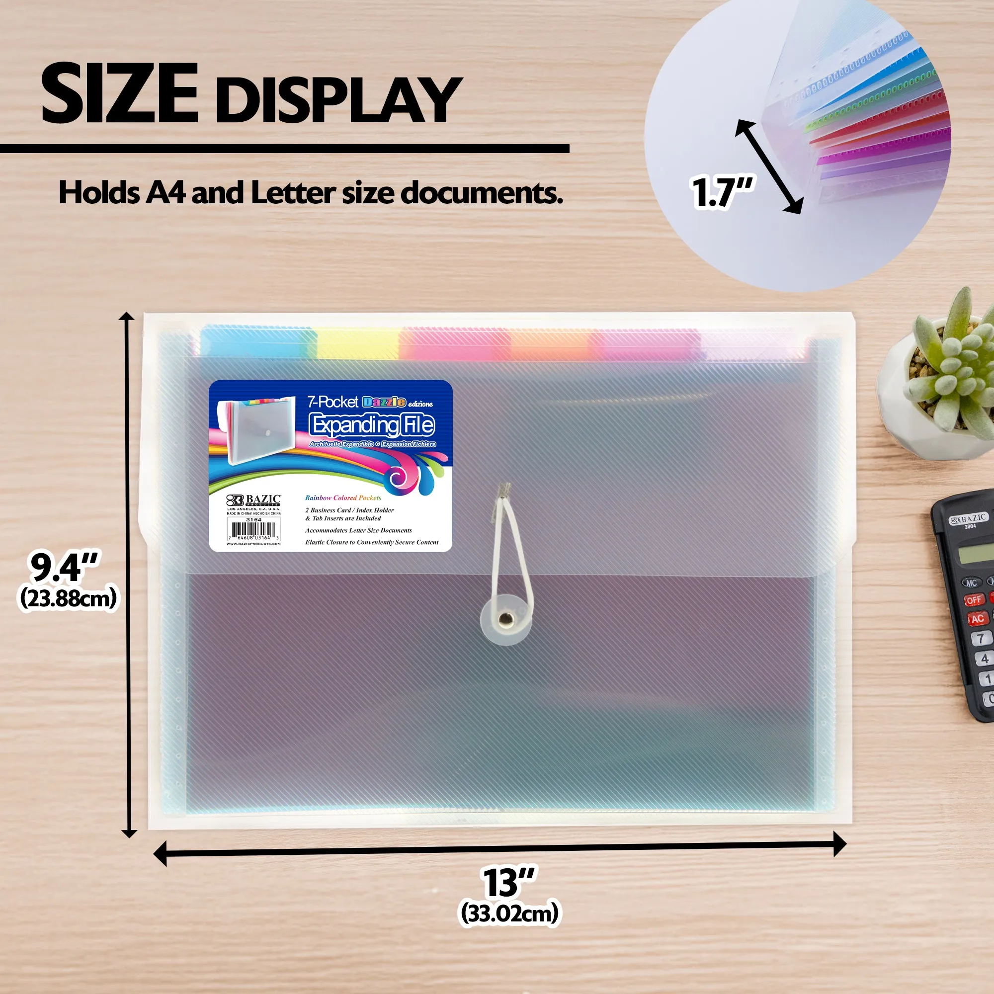 Rainbow 7-Pocket A4/Letter Size Poly Expanding File