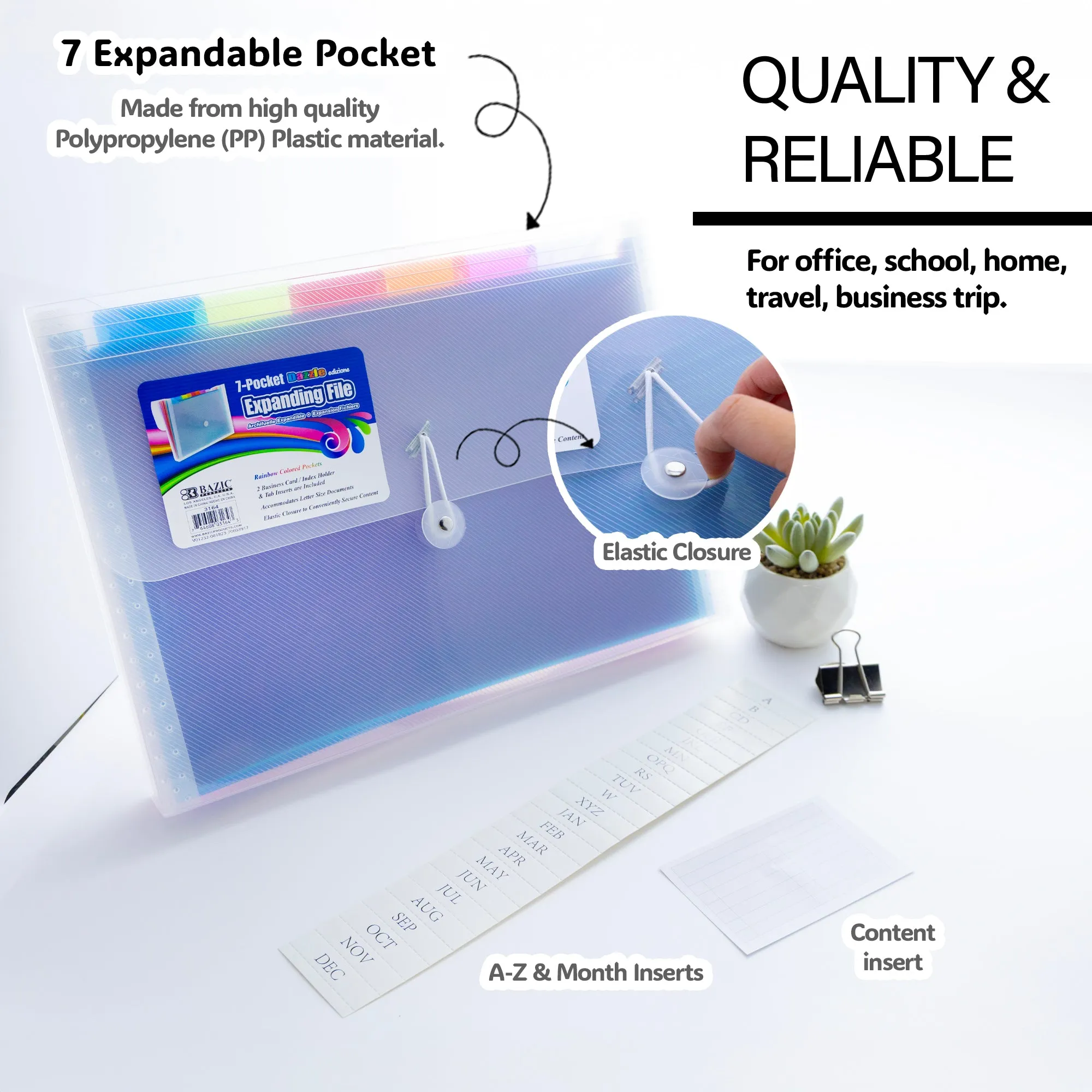 Rainbow 7-Pocket A4/Letter Size Poly Expanding File