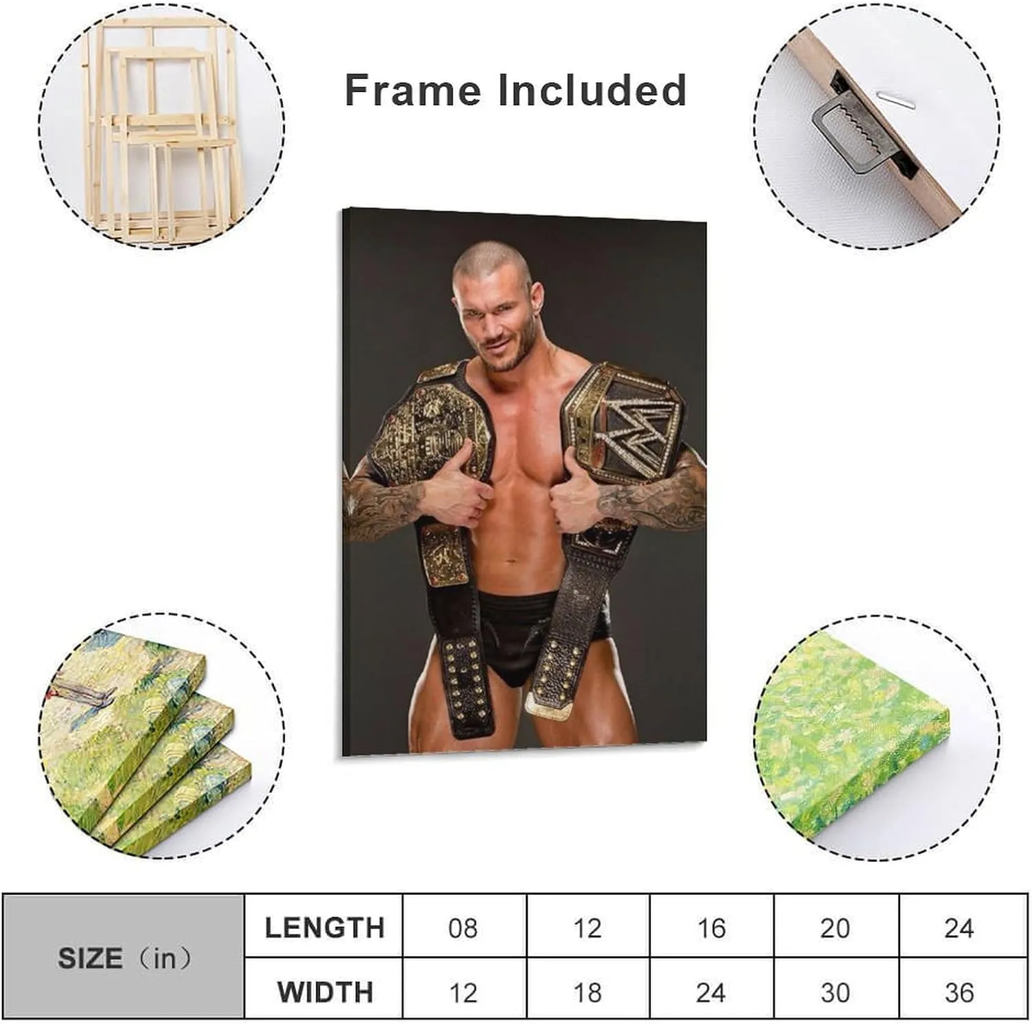 Randy- Orton Wrestler Poster (3) Canvas Wall Art Prints Poster Photo Picture Painting Posters Room Decor Home Decorative 12x18inch(30x45cm)