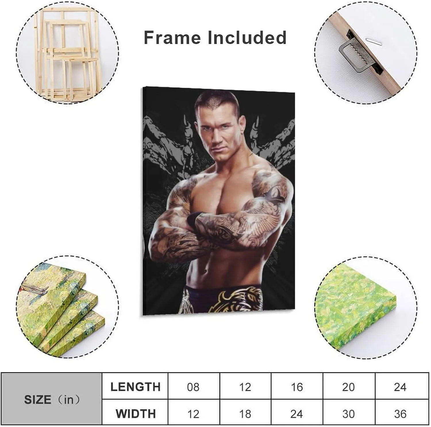 Randy Orton Wrestler Wrestler Snake Canvas Poster (14) Wall Art Poster Scroll Canvas Painting Picture Living Room Decor Home Framed/Unframed 12x18inch(30x45cm)