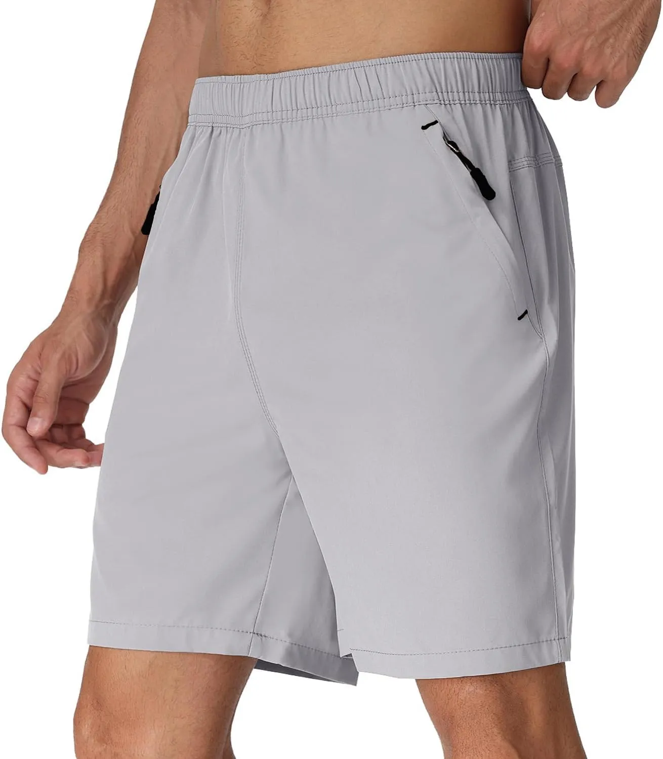 Rapoo Men's Athletic Shorts 7 Inch Inseam Water Resistant Lightweight Quick Dry Workout Shorts with Zipper Pockets