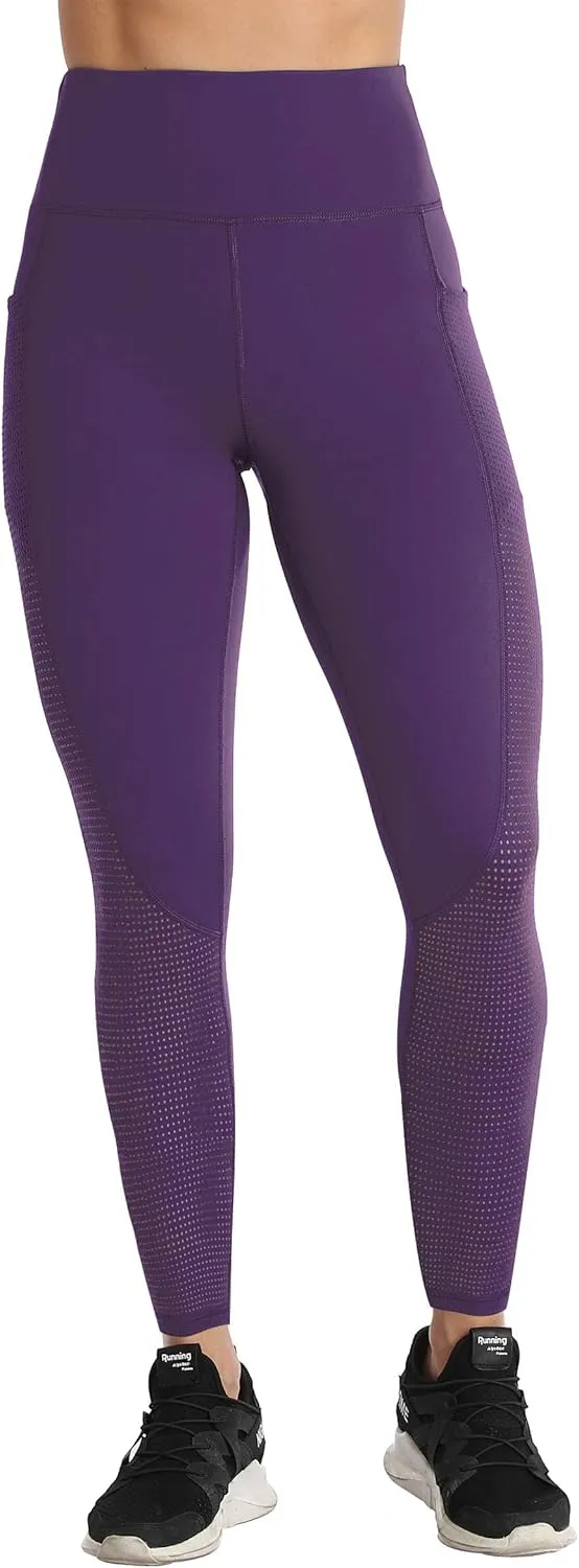RAYPOSE Womens Workout Leggings for Women with Pockets Plus Size Gym High Waist Capri Yoga Pants Women with Mesh Cut Out