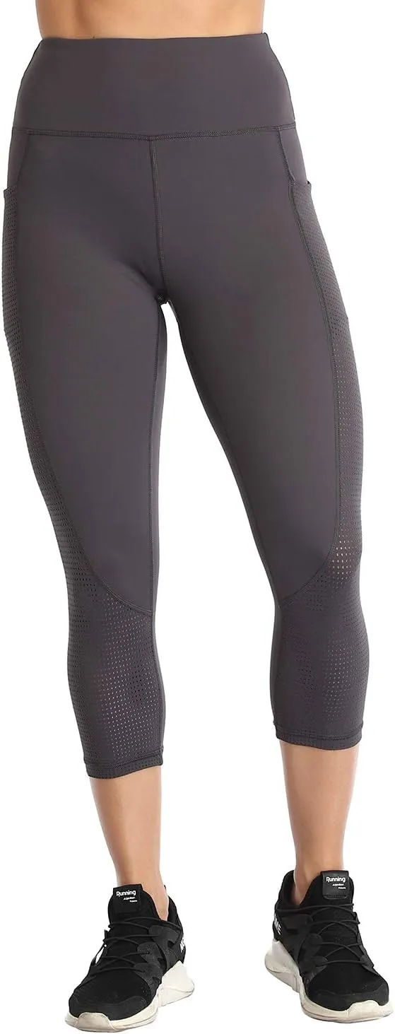RAYPOSE Womens Workout Leggings for Women with Pockets Plus Size Gym High Waist Capri Yoga Pants Women with Mesh Cut Out