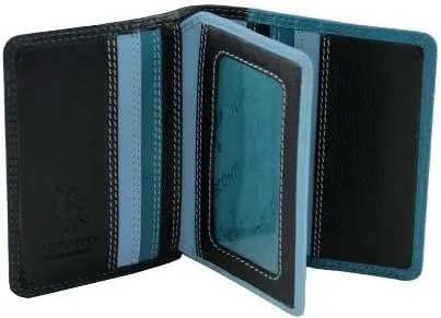 RB 64 Multi Colored Soft Leather Ladies Card/Business Card Holder/Wallet, Blue, One Size
