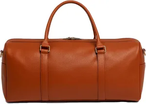 Real Cowhide Leather Travel Duffel Bag – Waterproof Weekender Overnight Bag, Vintage Handcrafted Travel Carry-On Luggage (Tan)