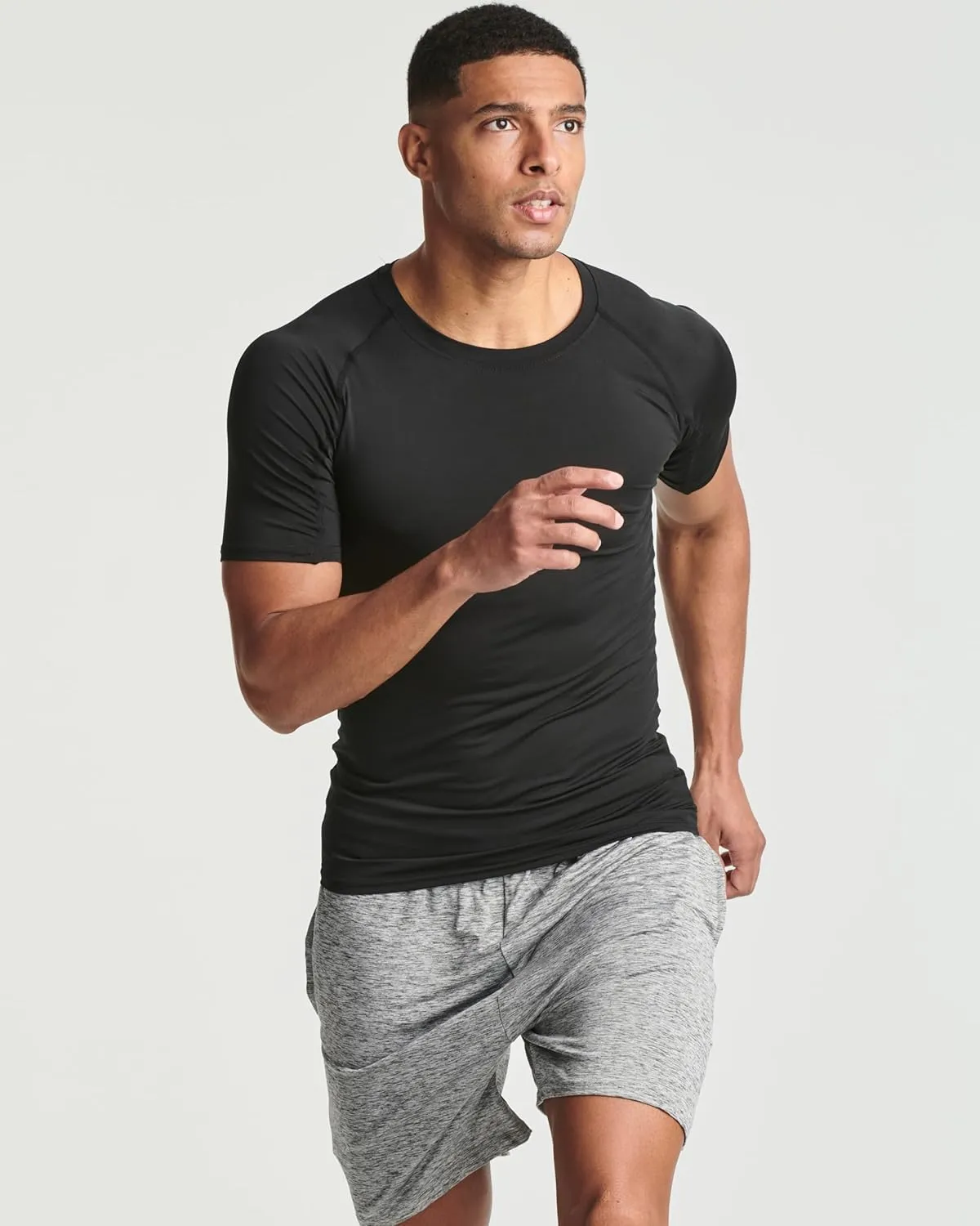 Real Essentials 4 Pack: Men's Short Sleeve Compression T-Shirt Base Layer Undershirt Athletic Top (Available in Big & Tall)