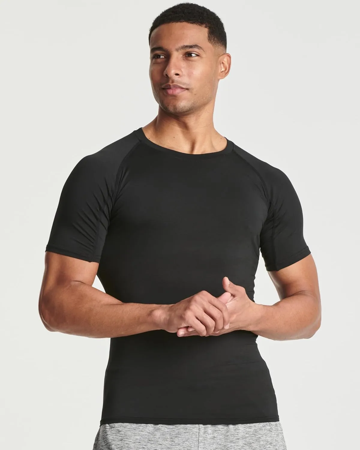 Real Essentials 4 Pack: Men's Short Sleeve Compression T-Shirt Base Layer Undershirt Athletic Top (Available in Big & Tall)