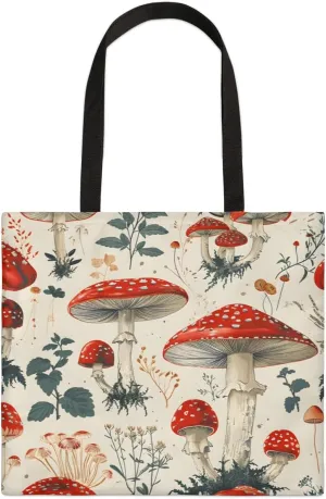 Red Flowers Ladybugs Canvas Tote Bag for Women Men Stylish Tote Handbag Shoulder Bag Reusable Grocery Bag