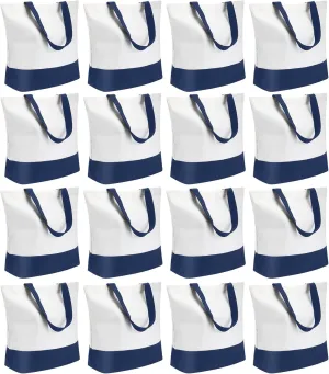 Reginary 16 Pack Canvas Tote Bags Set - Large Cotton Tote with Handle for Women's Kitchen & Grocery Use - DIY Gift