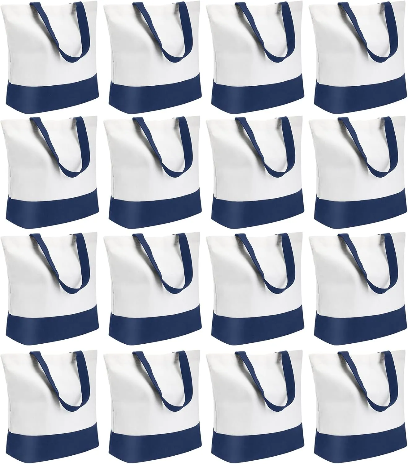 Reginary 16 Pack Canvas Tote Bags Set - Large Cotton Tote with Handle for Women's Kitchen & Grocery Use - DIY Gift